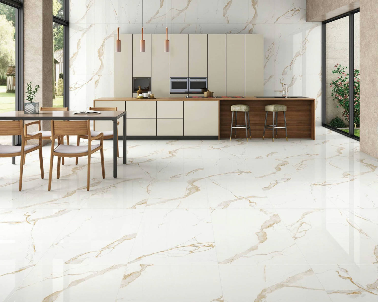 PAVIMENTO MARMO STATUARIO GOLD 80x80x0,9 cm RETTIFICATO PEI3 R9 GRES  PORCELLANATO