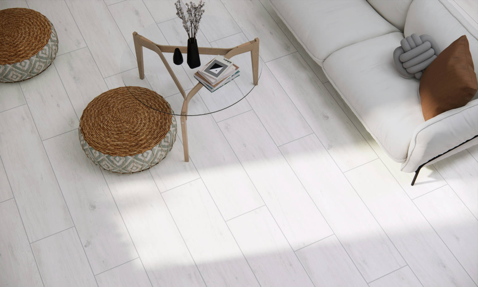 Tree Wood Tile Porcelain Tile in a finished installation