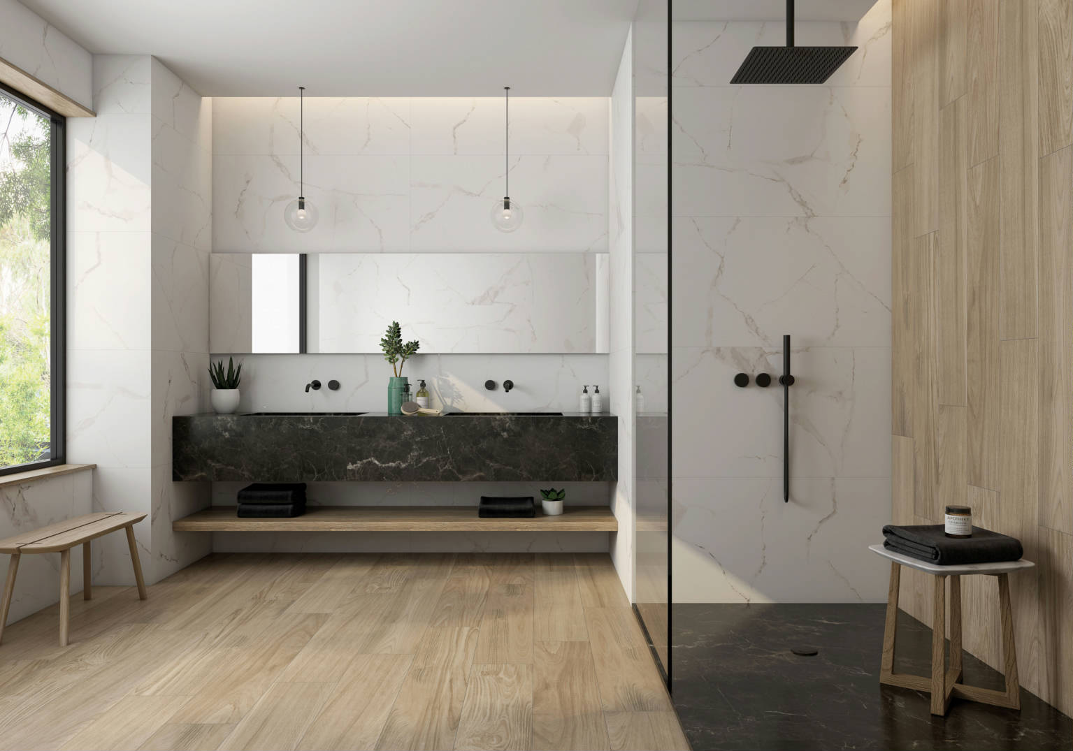 Namur Wood Tile Porcelain Tile in a finished installation