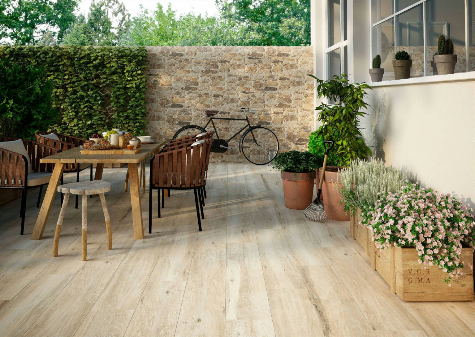 Atelier Wood Tile Porcelain Tile in a finished installation