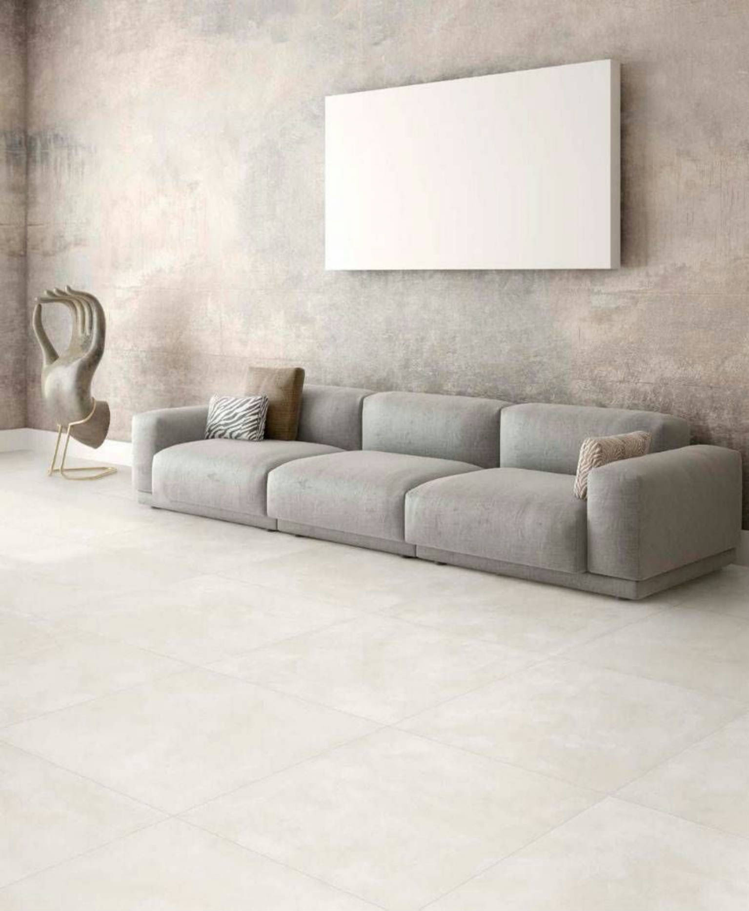 Touch Concrete Porcelain Tile in a finished installation