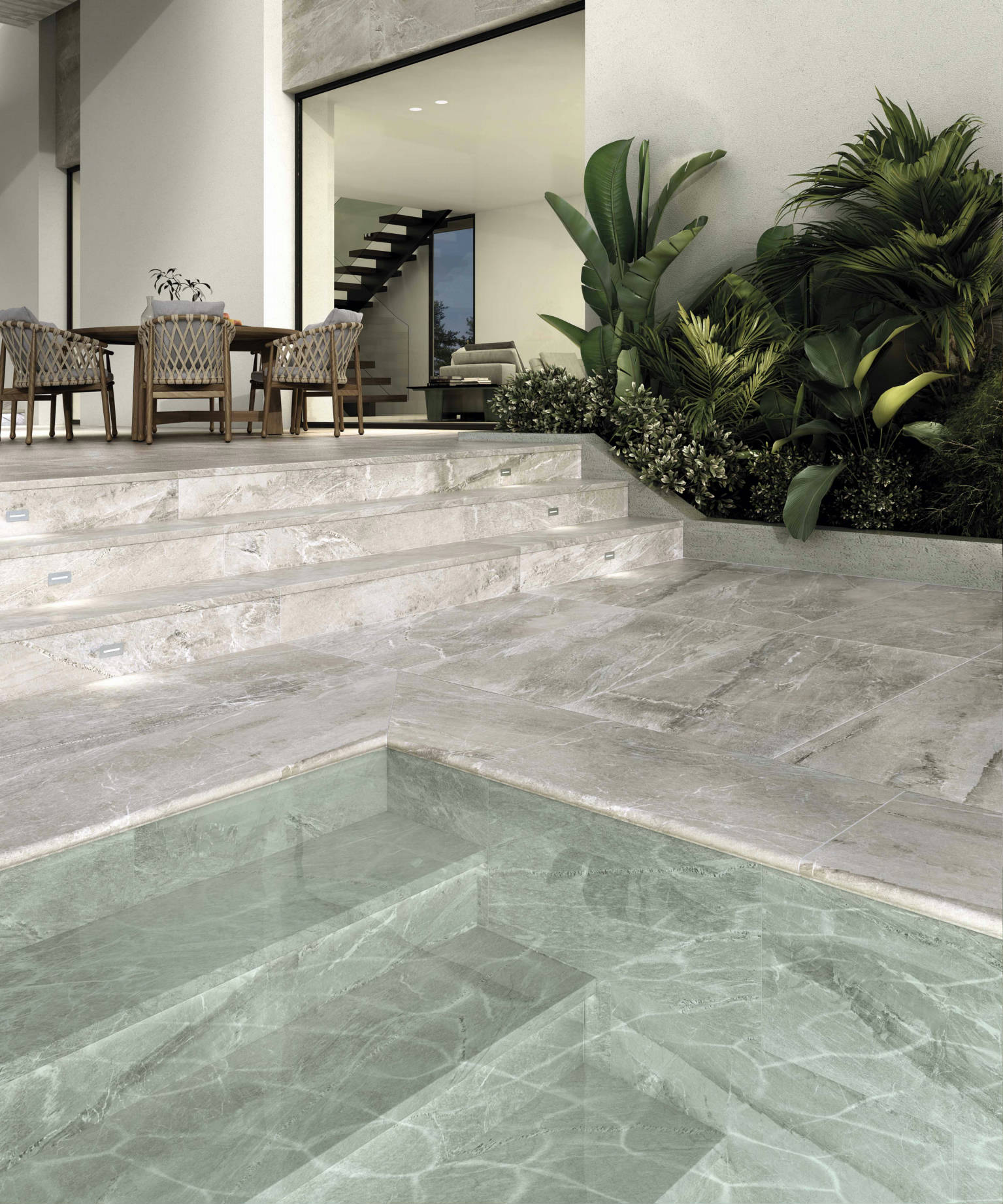 Imperial Arian Marble Porcelain Tile in a finished installation
