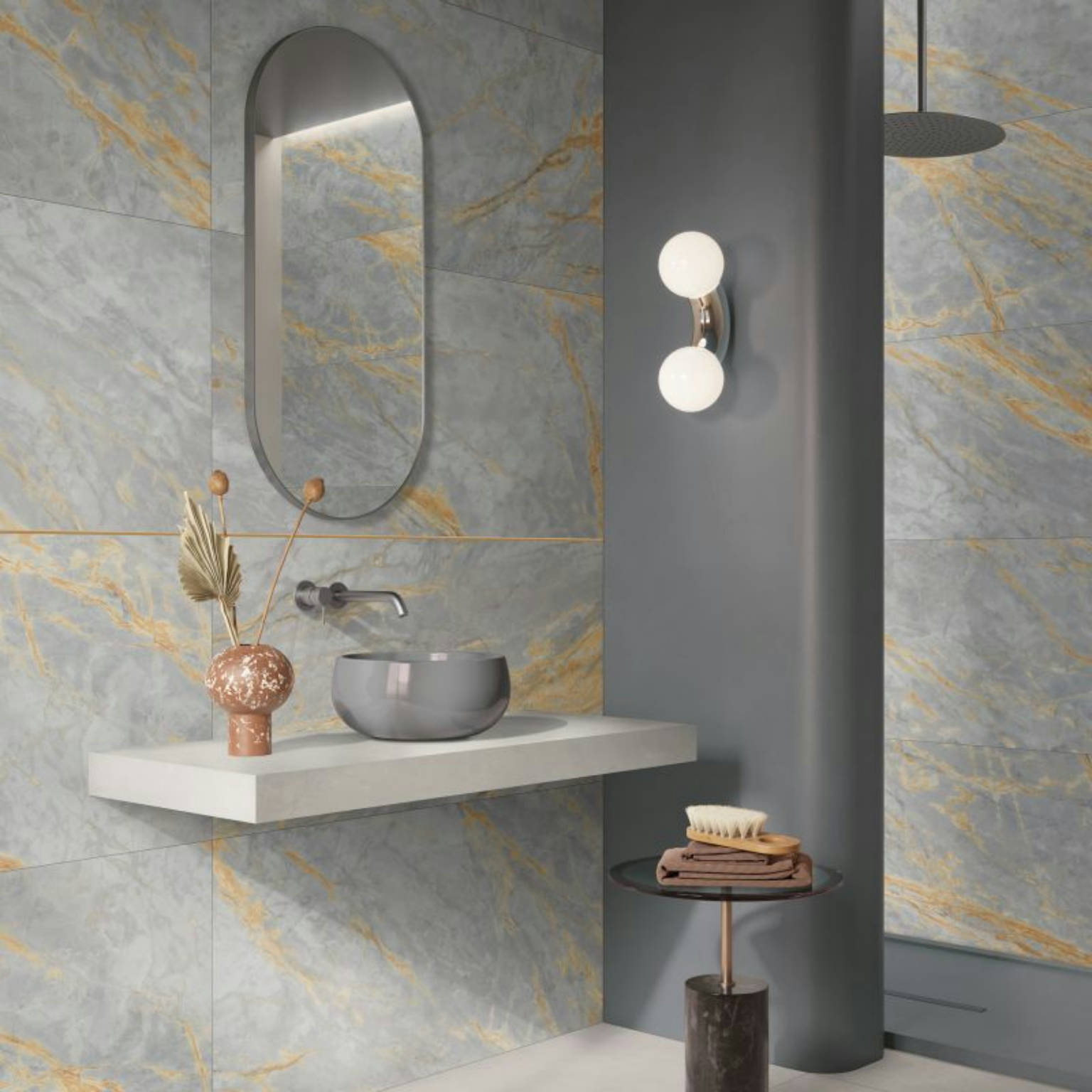 Grigio Etrusco Stone Porcelain Tile in a finished installation