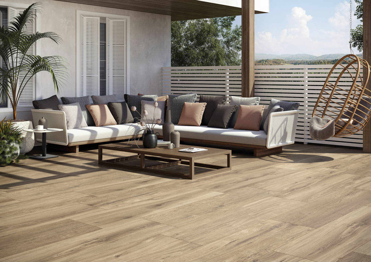 Cerreto Wood Tile Porcelain Tile in a finished installation