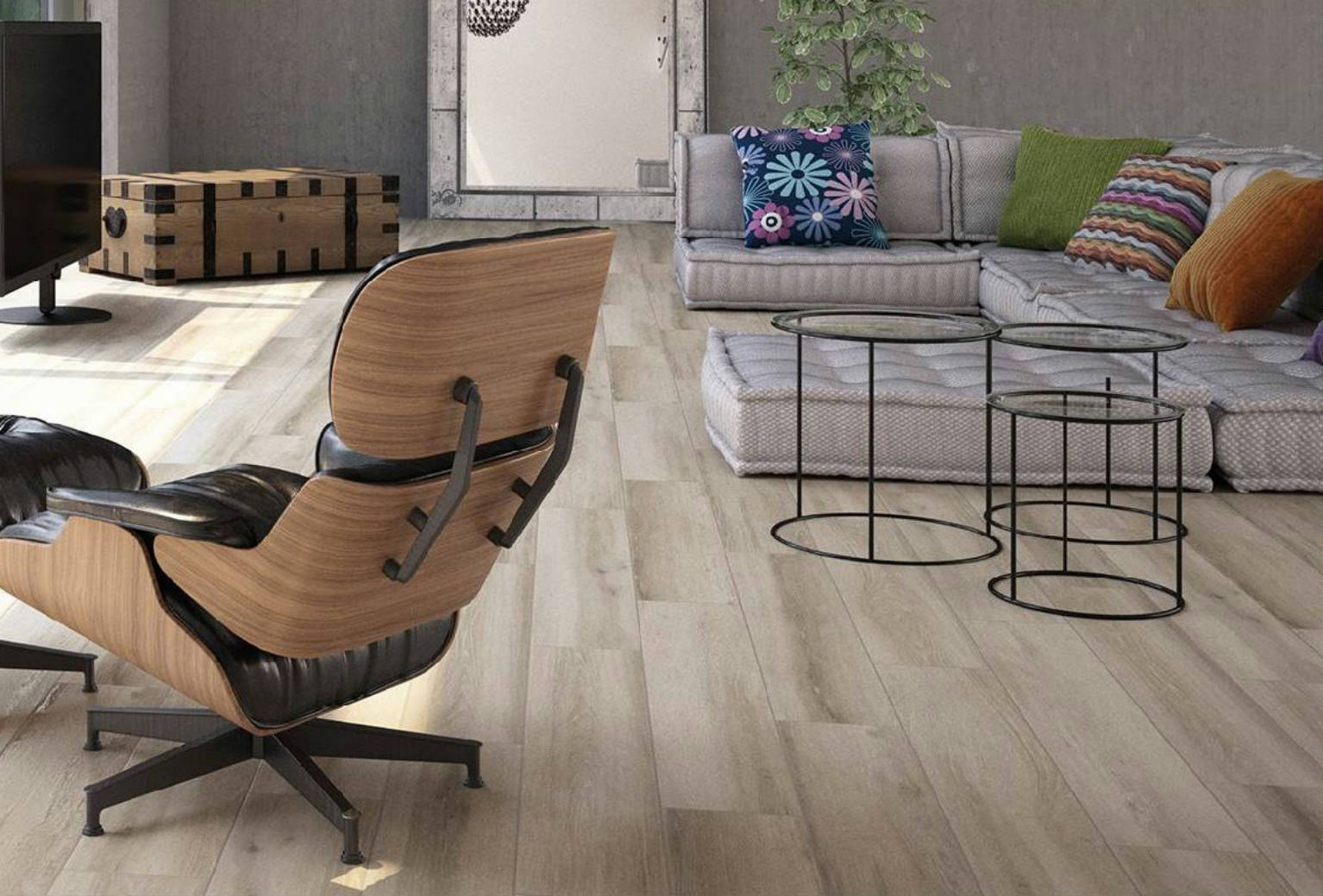 Rodano Wood Tile Porcelain Tile in a finished installation