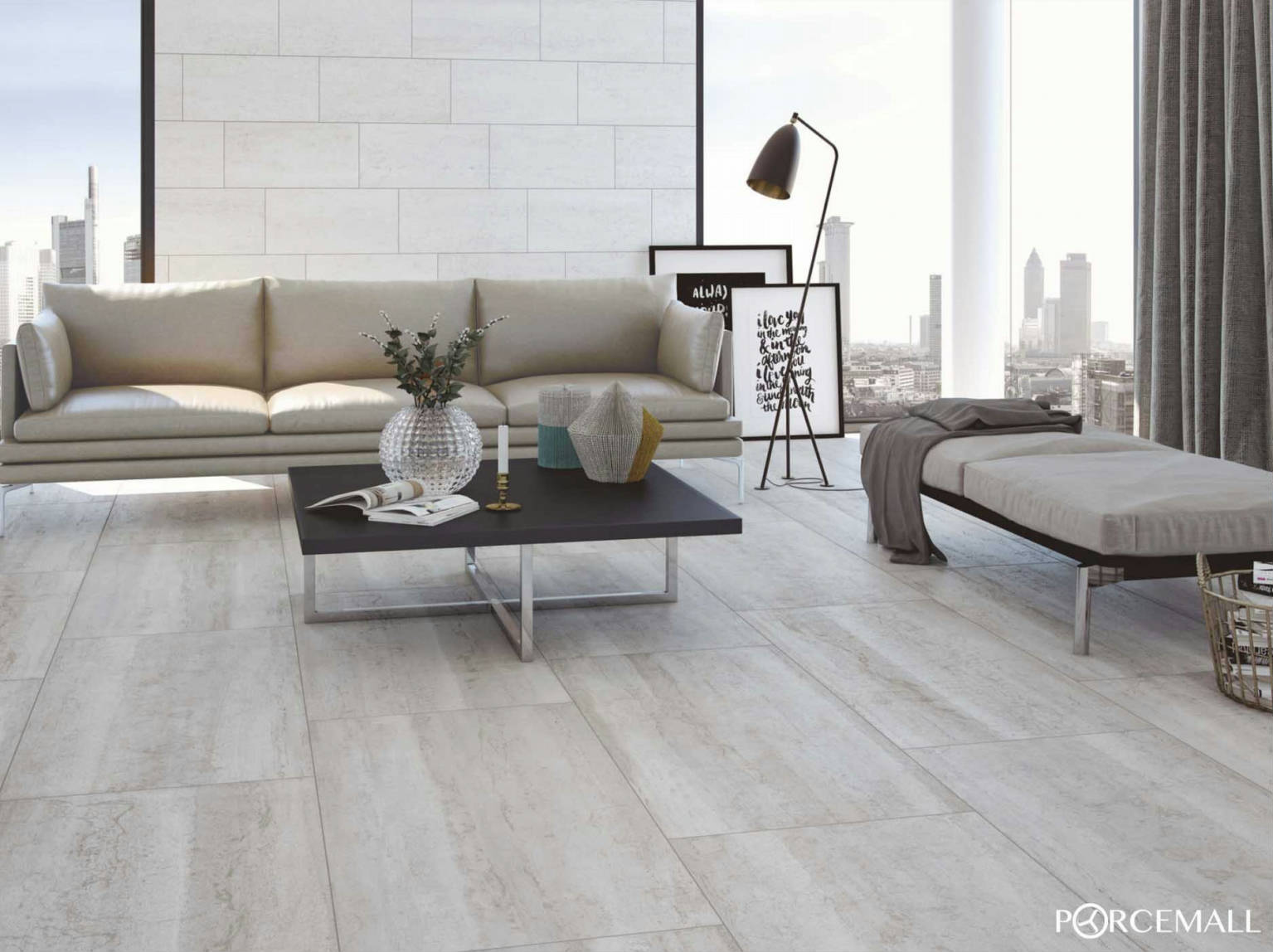 Dayton Marble Porcelain Tile in a finished installation