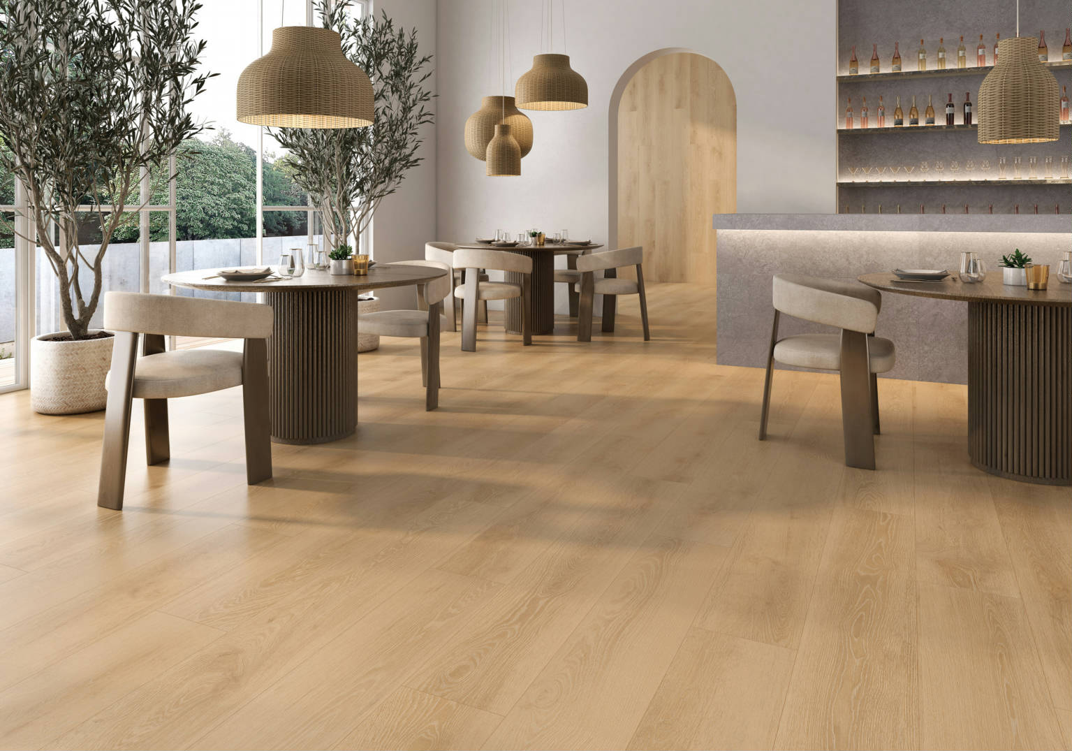 Muse Wood Tile Porcelain Tile in a finished installation