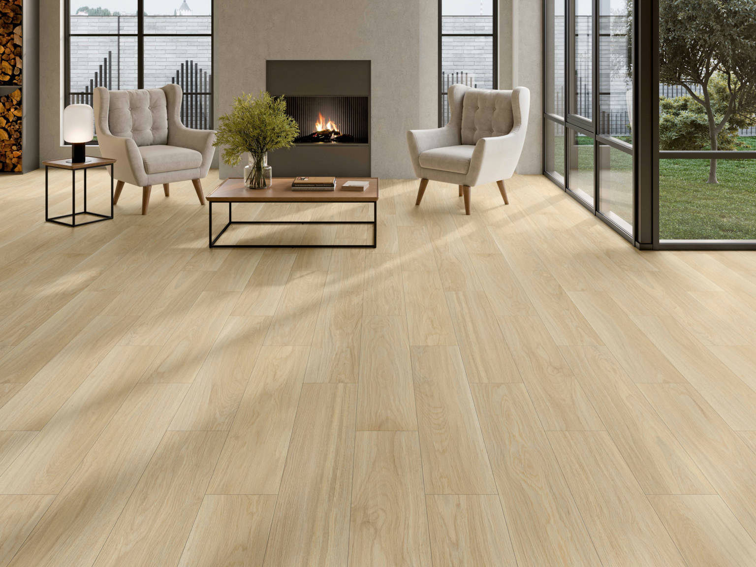 Nuuk Wood Tile Porcelain Tile in a finished installation