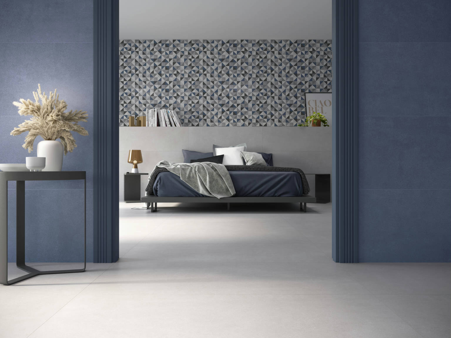 Gravity Concrete Porcelain Tile in a finished installation