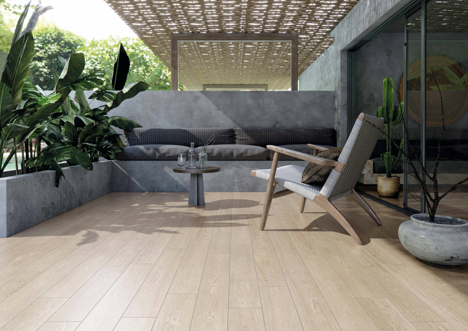 Heartwood Wood Tile Porcelain Tile in a finished installation