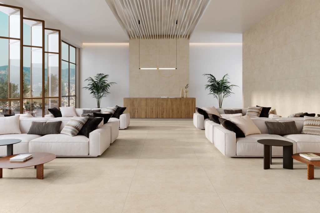 Lomma Stone Porcelain Tile in a finished installation