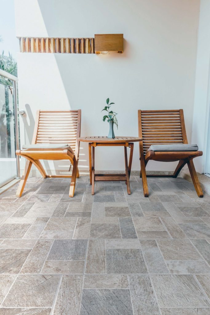 Outside Stone Porcelain Tile in a finished installation