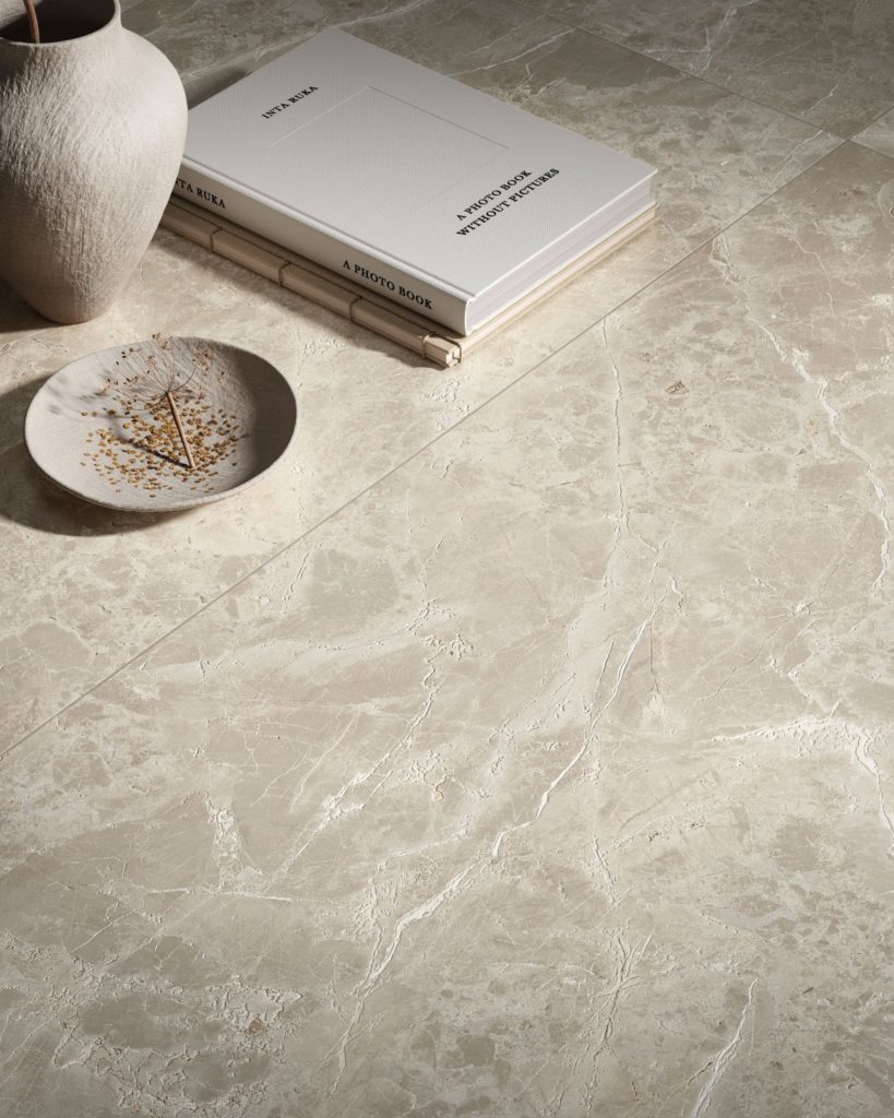 Suveya Marble Porcelain Tile in a finished installation