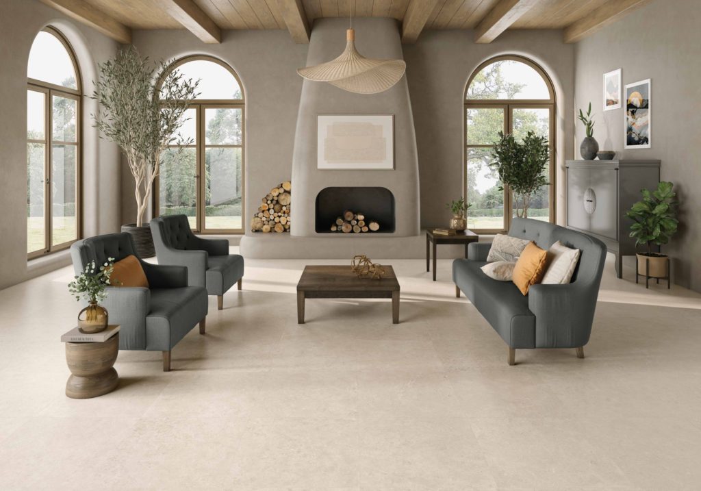 Geo Marble Porcelain Tile in a finished installation
