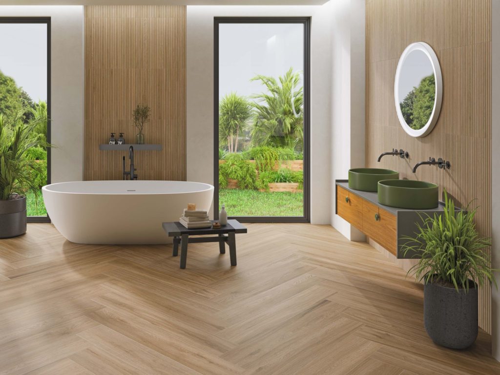 Tanzania Stone Porcelain Tile in a finished installation