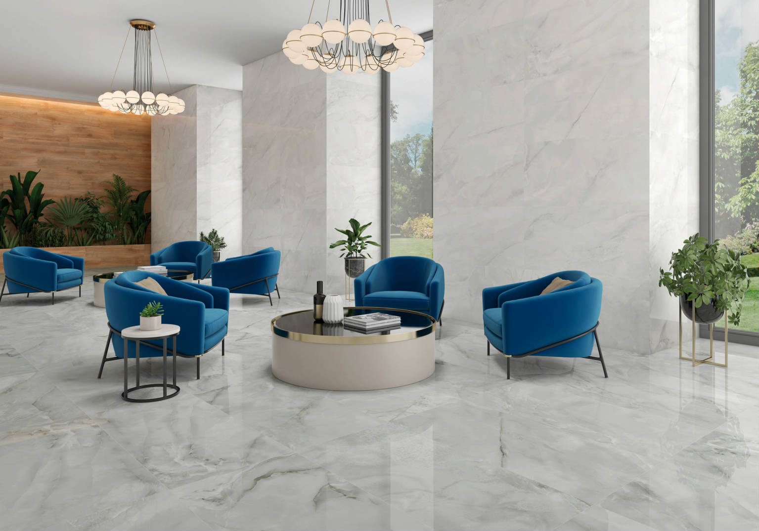 Potomac Marble Porcelain Tile in a finished installation
