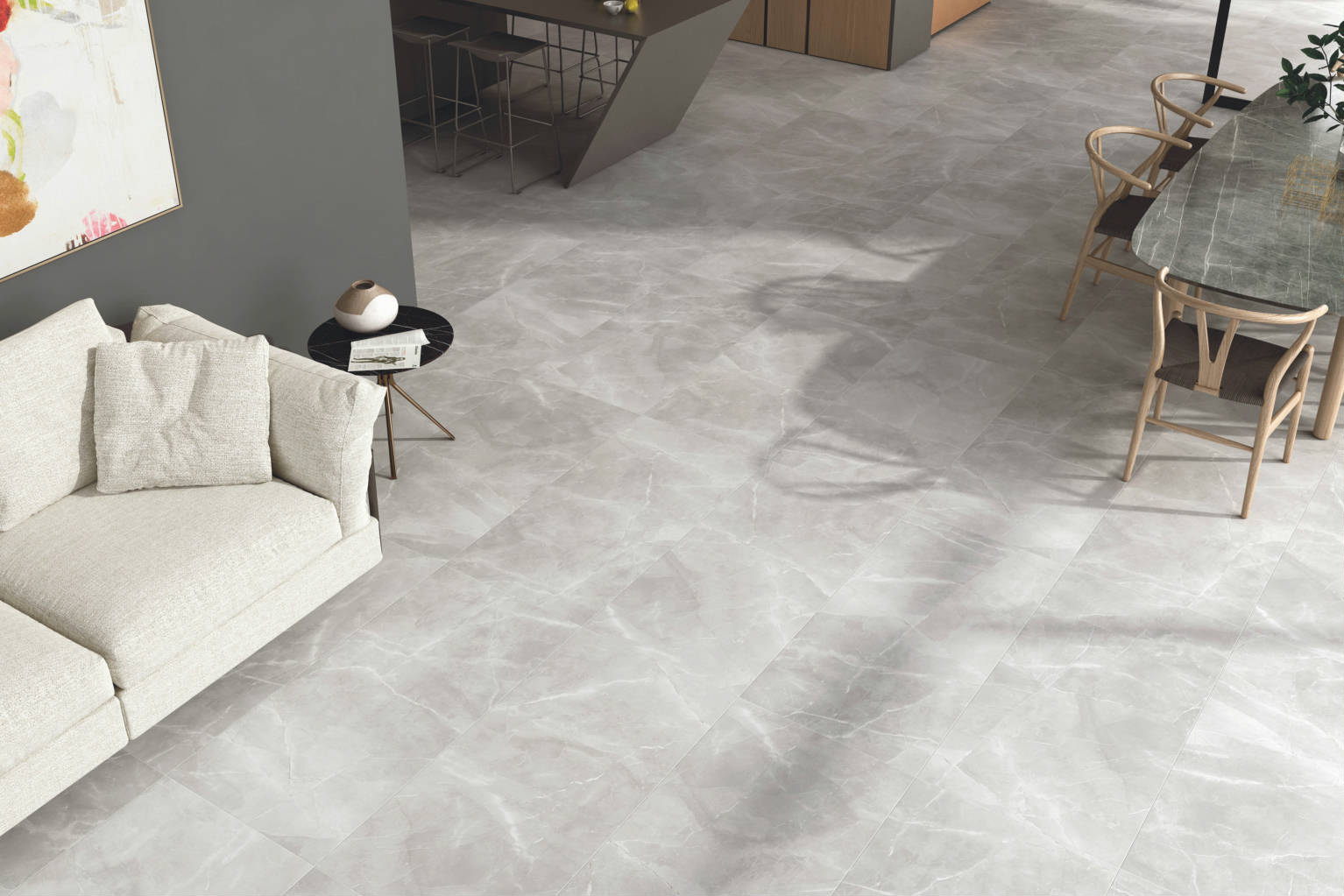 Rodum Marble Porcelain Tile in a finished installation