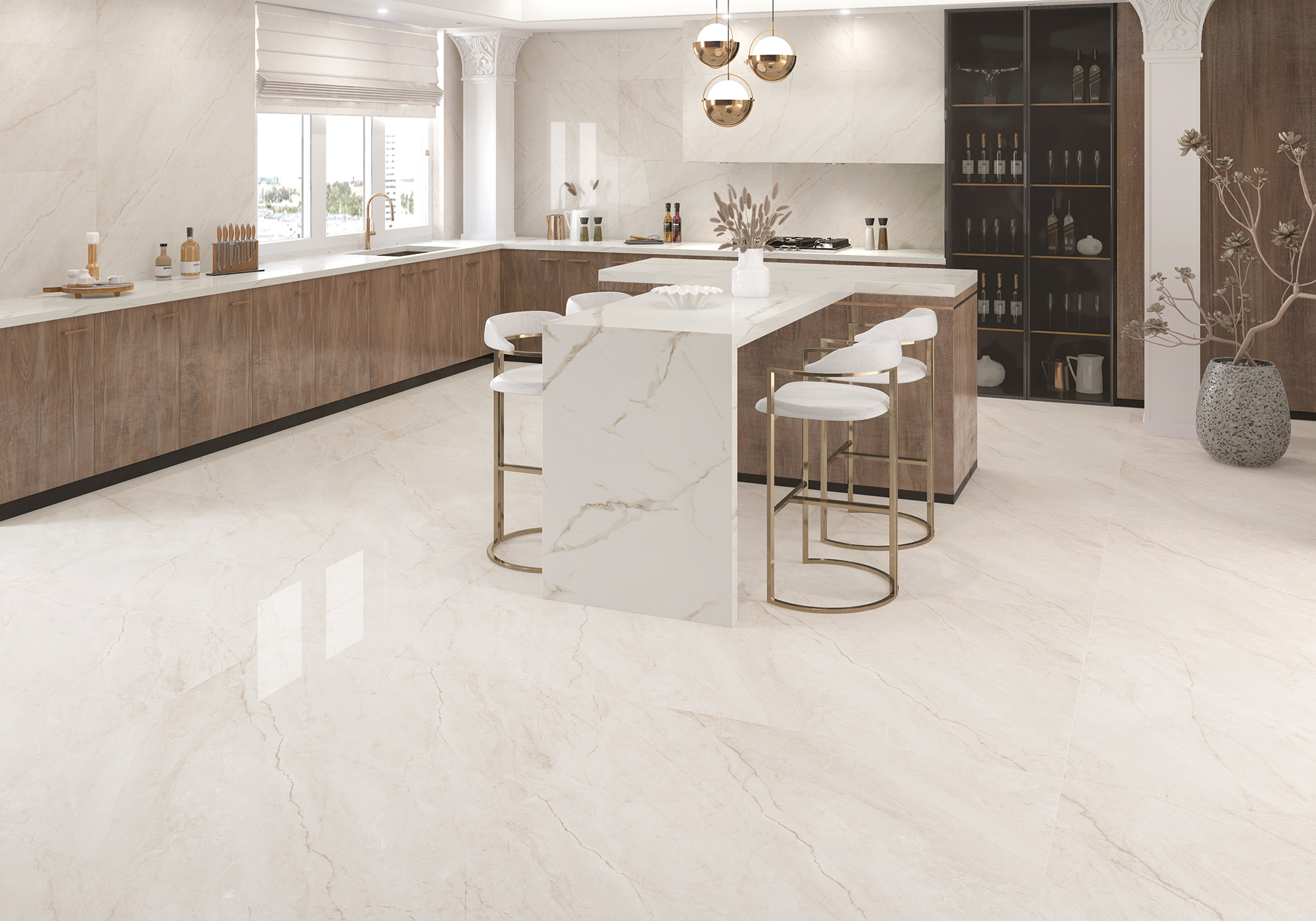 Atenea Solid Color Porcelain Tile in a finished installation