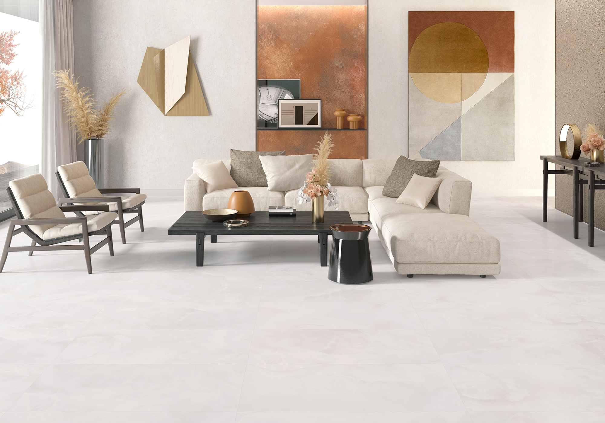 Precious Marble Porcelain Tile in a finished installation